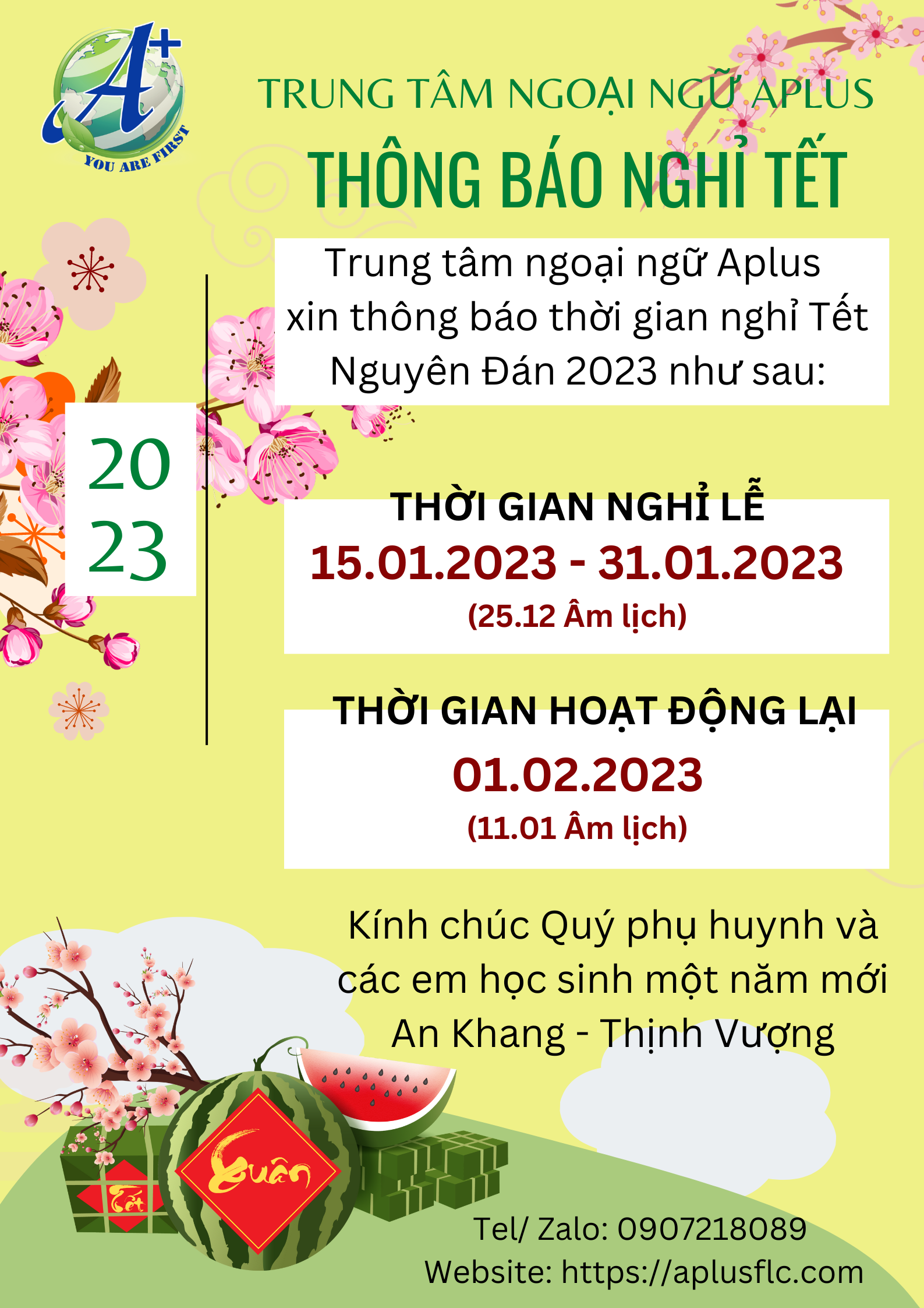 Thông báo nghỉ Tết